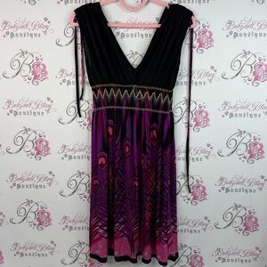 Thailand dress smocked feather style Aztec Elegant Black and Purple Dress
